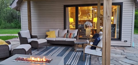 Fire table and outdoor patio
