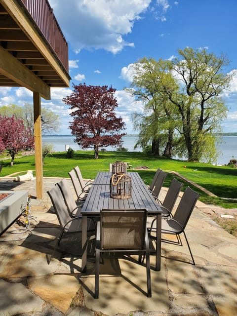 Outdoor dining table and 12 chairs