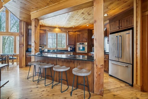 Extra seating at the breakfast bar.