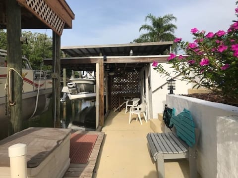 Dock off the back on the canal for fishing,  manatee sightings and bird watching