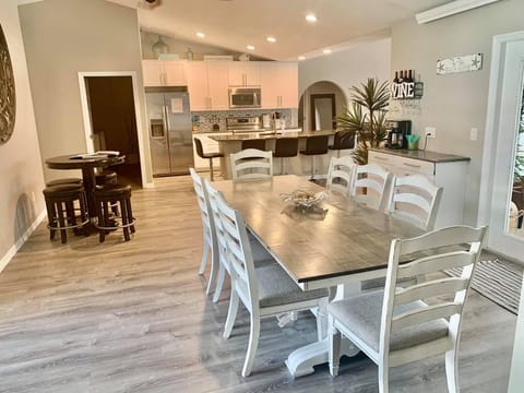 Dining room. 10 person dining room table. Extra chairs not pictured. 