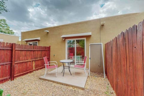 Patio space that is fully fenced