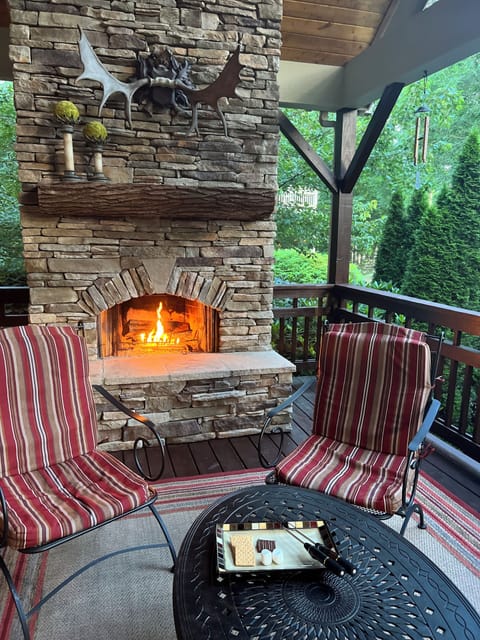 Outdoor fireplace perfect for making s’mores!