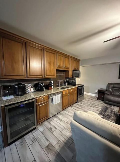 Kitchen in common area, with Keurig coffee maker, and air fryer.