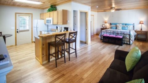 Small kitchen with table for 2 or bar seating for 2