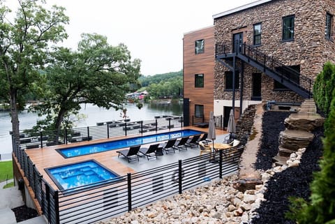 View of the Pool deck from the road.