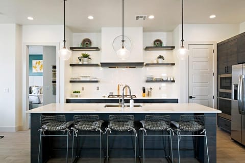 Seat up to 5 at the oversized kitchen island