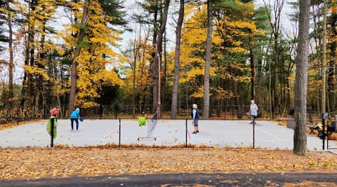 Pickleball court installed 9/2023. We supply paddles and balls. Bring sneakers!