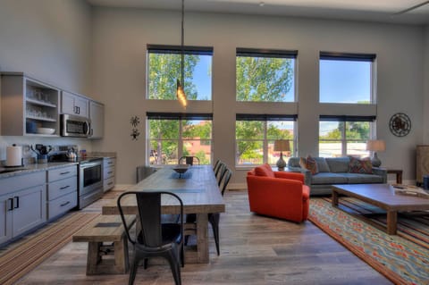 Large dining room table easily seats 8 people