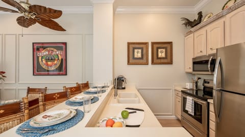 The kitchen is fully equipped with all of the tools and appliances you’ll need to prepare a meal from home...