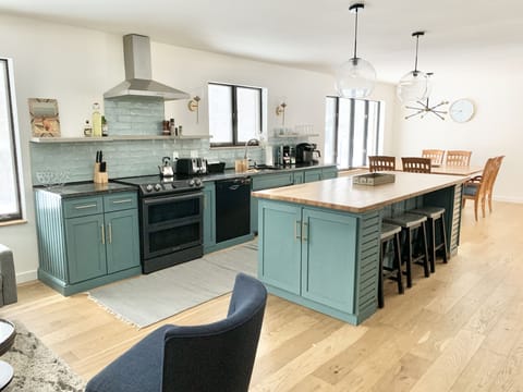 Fully stocked kitchen has everything you’ll need, including a new double oven...