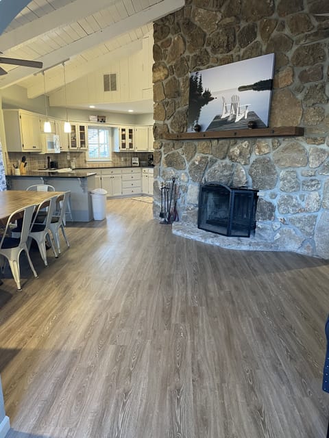 dining area with fireplace (not useable)