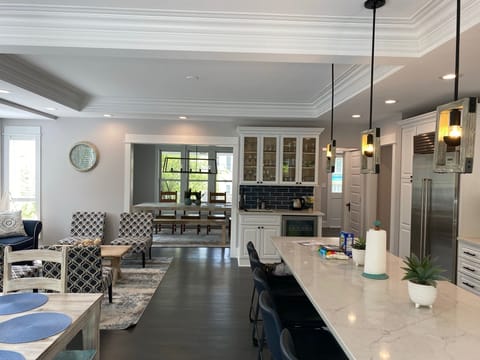 Large open kitchen/dining/seating area 