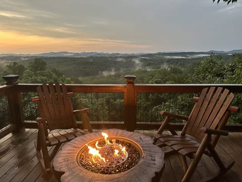 From the back deck, mountains from three different states can be seen!