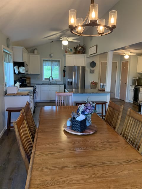 Large dining table easily seats 10.