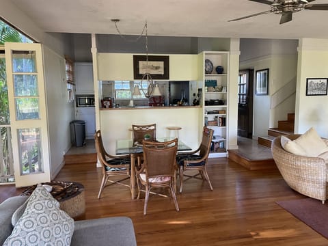 Indoor dining table for 4 plus 2 stools at kitchen bar