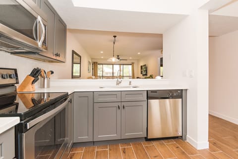 Kitchen with view into living