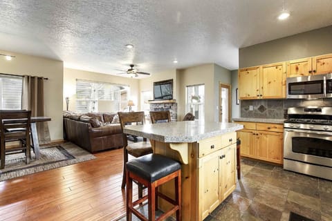 Open kitchen and living area.