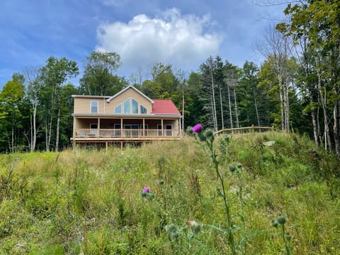 View of the home, nestled amongst nature. 