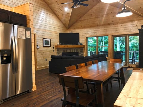 View of dining and living areas