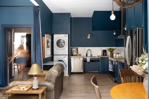 The kitchen is well-stocked with everything you’ll need for a comfortable stay.