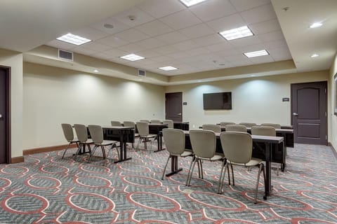 Meeting rooms are available.