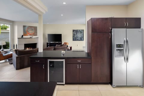 Kitchen with Wine Cooler and Fridge with Filtered Water and Ice Maker