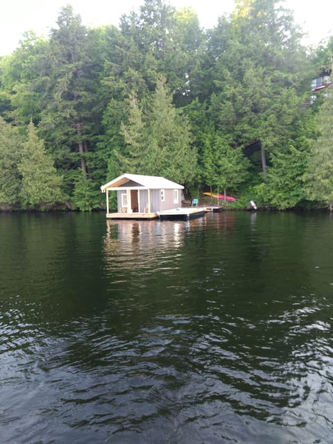View of floating Bunkie from the lake
