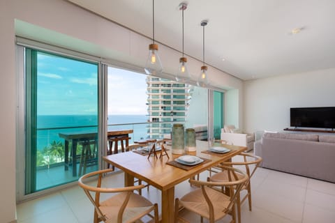 Dining area open to the kitchen and living area with great views