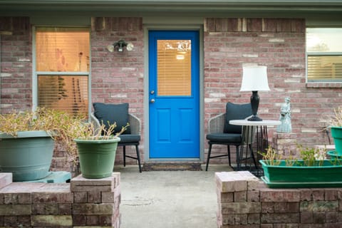 Our little backyard patio and the blue door!