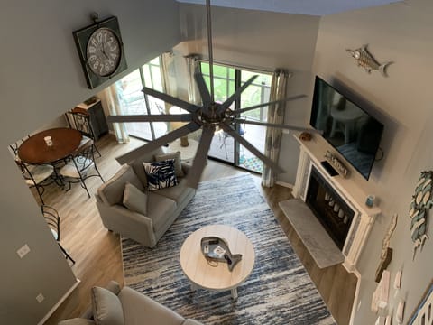 Upstairs overlook to living room 