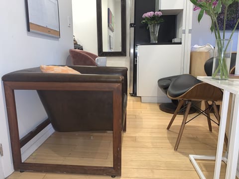 Delightful seating area with comfortable stylish mid-century furnishings