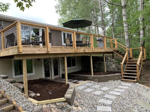 Back of The River House overlooking the Betsie River. 