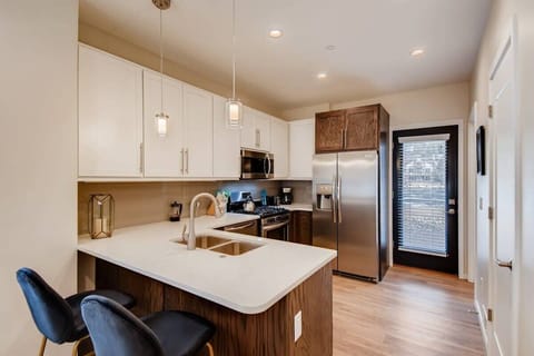 Fully stocked kitchen.