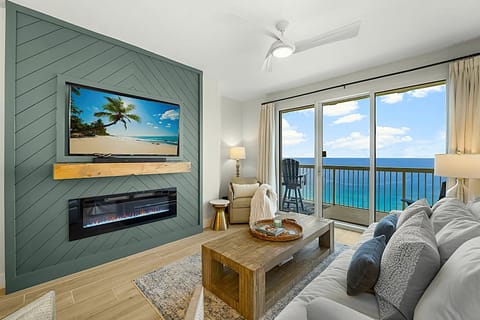 Color changing Fireplace.  TV has Directv, Youtube TV and more included
