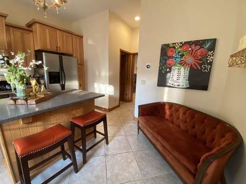 There’s also a cozy sofa for coffee and visiting…