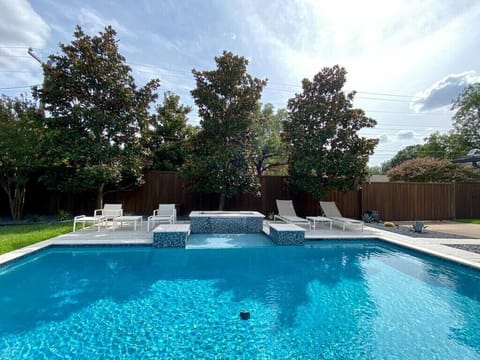 Saltwater pool with LED lights. 