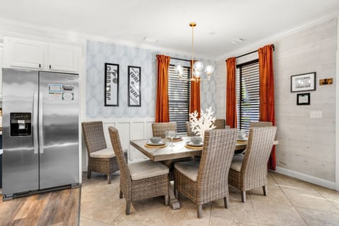 Have dinner in our newly designed dining room with seating for 8