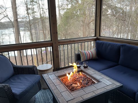 Enjoy a cup of coffee (or some wine!) even if it’s a bit chilly out.