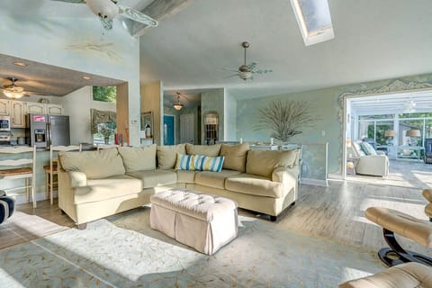 Relax in our open concept living room with cozy seating and a welcoming atmosphere