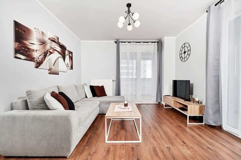 Relax in the stylish living room with a comfortable sofa and modern decor.