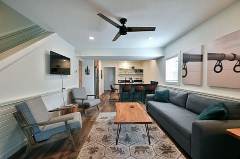 Open floor plan living/dining/kitchen area