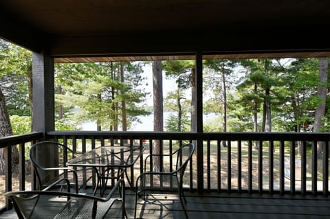 Each condo has a covered, private deck overlooking the lake.