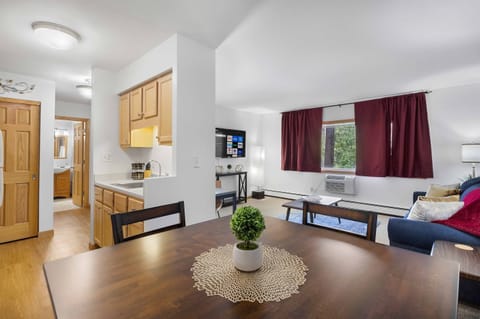 Open concept dining room, living room and kitchen make for a spacious feeling.