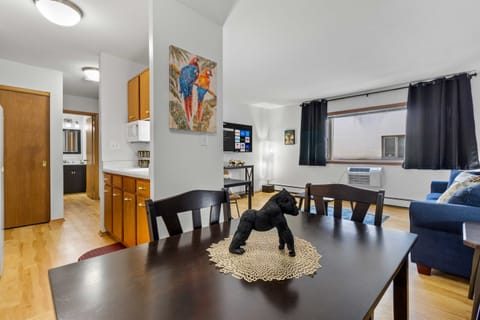 Open concept dining room, living room and kitchen make for a spacious feeling.