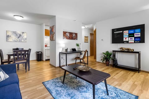 Enjoy the cozy living room as a place to escape and relax while you're here