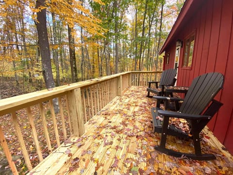 deck - lots of leaves and acorns in the fall