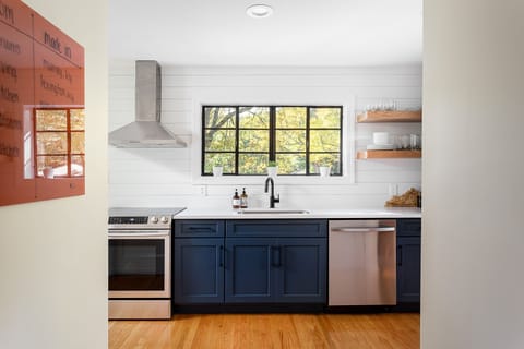 Kitchen overlooking backyard. 