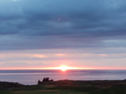 Arcadia Bluffs Golf Course sunset view; wonderful dining options