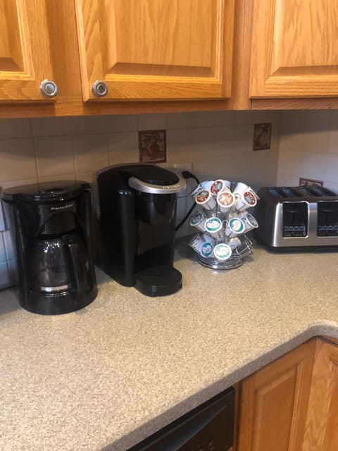 Stocked kitchen with all utensils 
